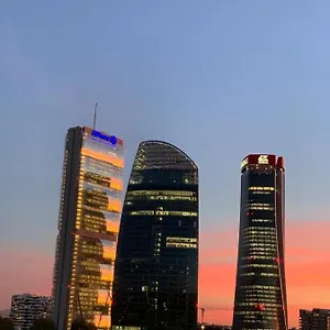 On The Floor Watching Citylife And Mico , Milano Italia